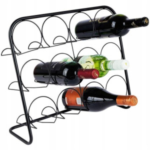 Stojak na wino czarny domowy metalowy 12 butelek