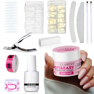 Zestaw budujący żel BABY PINK 45g Claresa tipsy