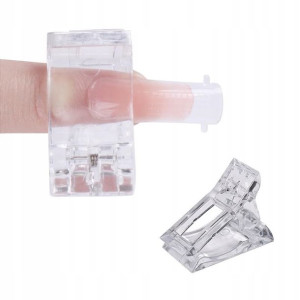 Klips zacisk do Dualform Powdergel plastikowy przezroczysty różowy DSF zaci