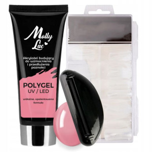 AKRYLOŻEL budujący Molly 50ml + FORMY WYCISKARKA