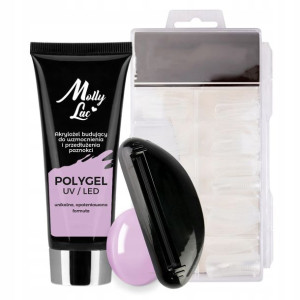 AKRYLOŻEL budujący Molly 30ml + FORMY WYCISKARKA