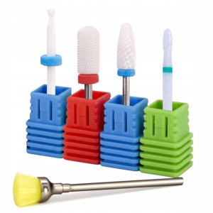 4x FREZ CERAMICZNY hybryd żel akryl + szczoteczka