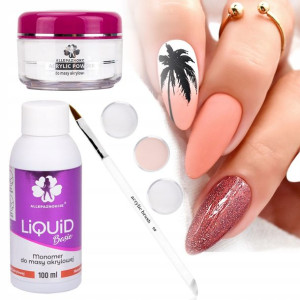 Zestaw akryl puder 30g + liquid 100 ml + pędzelek