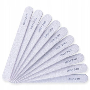 10x Pilnik do paznokci prosty 180/240 zebra szary