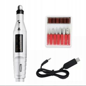 FREZARKA DO PAZNOKCI USB + frezy nakładki nośnik