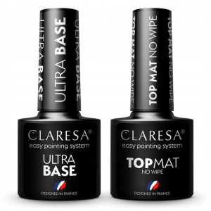 Claresa lakier hybryd ULTRA BASE + TOP MAT NO WIPE