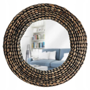 Naturalne lustro okrągłe BOHO naścienne wiszące