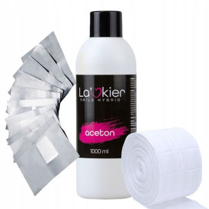 La'kier ACETON folia ściągania żelu hybryd waciki