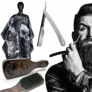 Zestaw do brody brzytwa peleryna szczotka barber