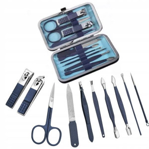 Zestaw manicure przybornik do paznokci BLUE 10 el