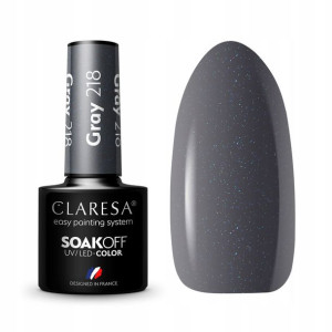 Claresa Lakier Hybrydowy Gray 218 brokatowy szary