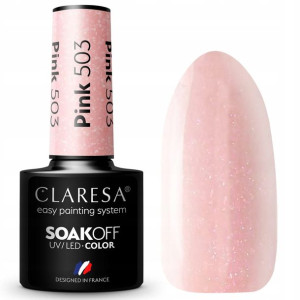Claresa Lakier Hybrydowy Pink 503 różowy brokatowy