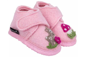 Kapcie dziewczęce Nanga LITTLE BAMBI różowy wełniane