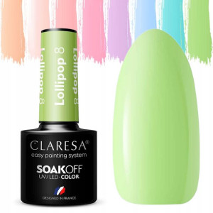 HIT CLARESA pastelowe Lakiery Hybrydowe LOLLIPOP 8