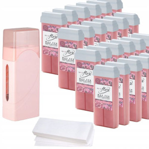 Zestaw depilacja 24x WOSK rolka FLEX ROSE PODGRZEW