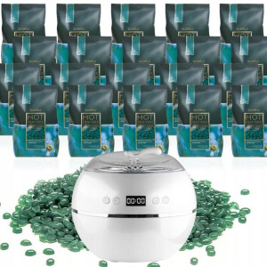Zestaw DEPILACJA 20x wosk 0,5kg AZULEN + PODGRZEWA