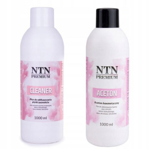 Zestaw płynów NTN Premium cleaner 1l + aceton 1l zmywacz do lakieru hybrydo