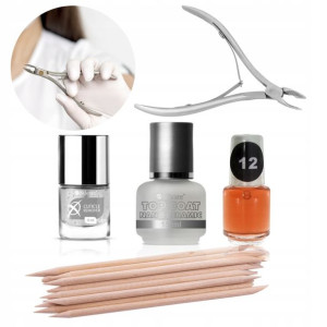 Zestaw MANICURE KLASYCZNY cążki patyczki preparaty
