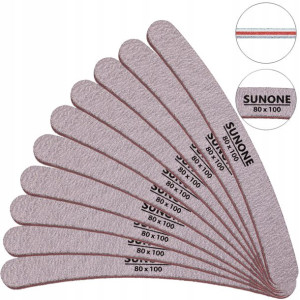 SUNONE Pilnik manicure 10szt banan zebra 80/100