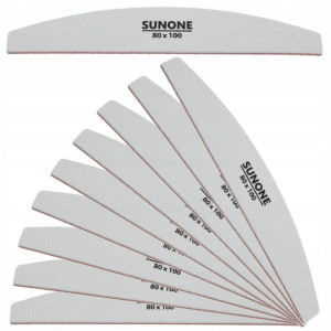 SUNONE Pilnik manicure 10szt łódka biały 80/100