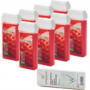 DEPILACJA 8x Wosk w rolce ITALWAX TRUSKAWKA PASKI