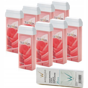 DEPILACJA 8x Wosk w rolce ITALWAX ROSE róża PASKI