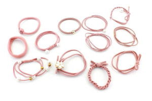 AG264E Zestaw gumek do włosów 12szt pink