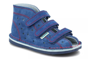 Obuwie chłopięce Adamki 012N profilaktyczne jeans + czerwony
