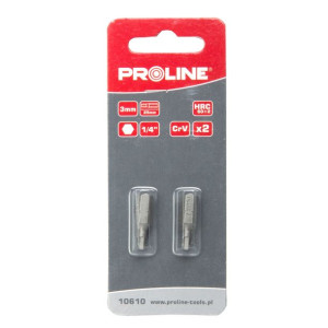Końcówka 1/4" 6-kątna 3mm l 25mm 2szt. s2 blister proline