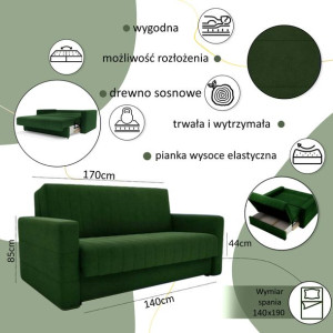 Sofa 3-osobowa DOMO Zielona