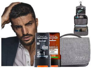 Kosmetyczka męska podróżna rozkładan + żele Loreal 2sztuki