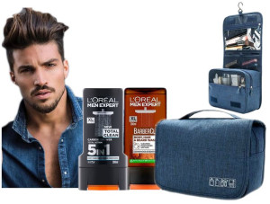 Kosmetyki dla mężczyzn na prezent KOSMETYCZKA + ŻELE Loreal 2sztuki