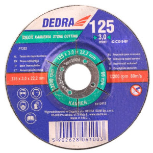 Dedra Tarcza Do Cięcia Kamienia Wypukła 125x3,0x22,2mm F1352