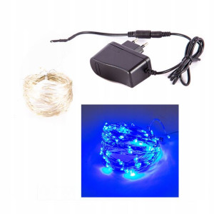Niebieskie Lampki Led 100szt. 10m Druciki Na Prąd