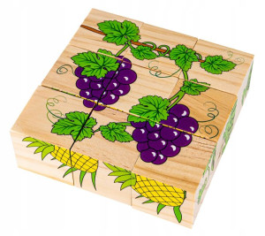 Drewniane klocki edukacyjne układanka puzzle 6w1