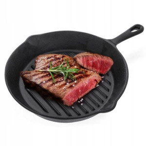 Patelnia Żeliwna Grillowa Okrągła Do Grillowania
