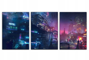 3x Obraz Na Ścianę Cyberpunk Tryptyk 50x70