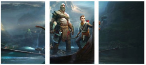 3x Obraz Na Ścianę God Of War Tryptyk 20x30