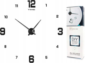 Zegar Ścienny Duży Nowoczesny Naklejany Diy Czarny