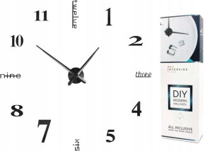 Zegar Ścienny Duży Nowoczesny Naklejany Diy Czarny