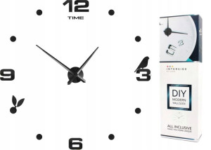 Zegar Ścienny Duży Nowoczesny Naklejany Diy Czarny