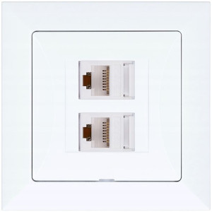 Gniazdo internetowe LAN 2 x RJ45 OPAL biały