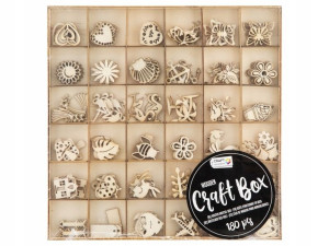 DREWNIANE ozdoby SKRZYNKA SCRAPBOOKING 180 szt.