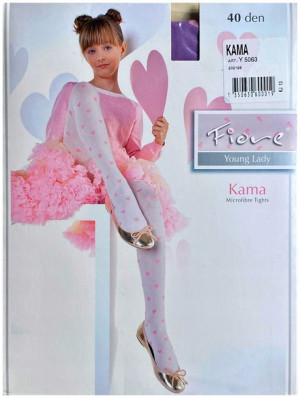 KAMA Rajstopy Wzory FIORE dziewczece R2 DARK LILAC