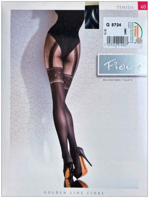 TEMIDA Rajstopy Wzory FIORE 40 DEN R3 BLACK