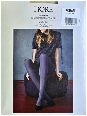 PASSAGE Rajstopy Wzory Grube FIORE 60 DEN R2 BLACK