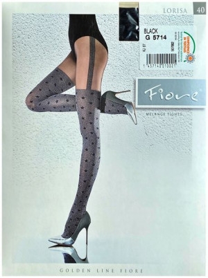 LORISA Rajstopy Wzory FIORE 40 DEN R3 BLACK