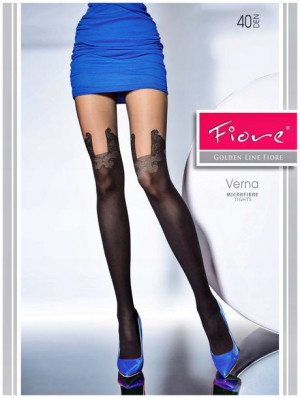 VERNA Rajstopy Wzory FIORE 40 DEN R3 BLACK