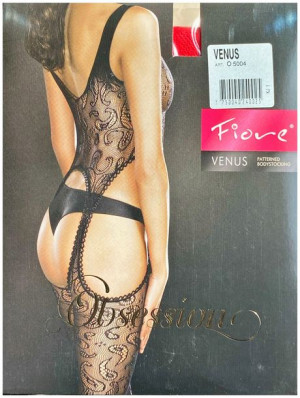 VENUS Rajstopy Wzory FIORE Body Koronka R3 BLACK