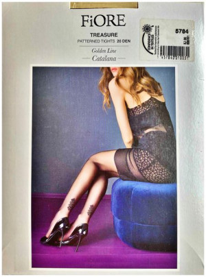 TREASURE Rajstopy Wzory FIORE 20 DEN R3 BLACK